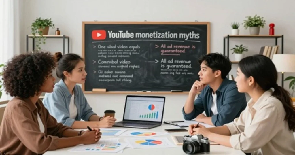 YouTube creator analyzing low revenue analytics representing monetization myths
