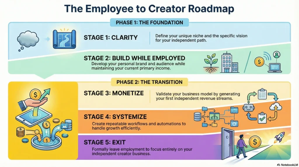 The 5 Stages of the Employee to Creator Transition