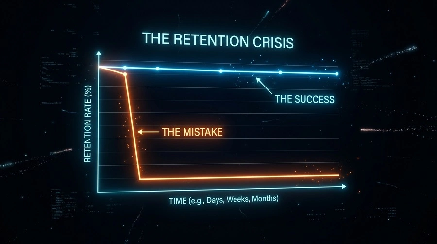 Data visualization showing the difference in retention between good and bad video intros.